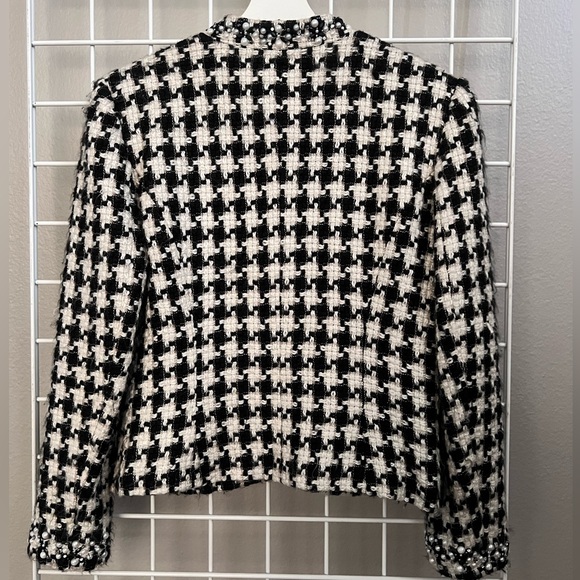 ECI Houndstooth Wool Blazer Pearl Embellished - Picture 7 of 13
